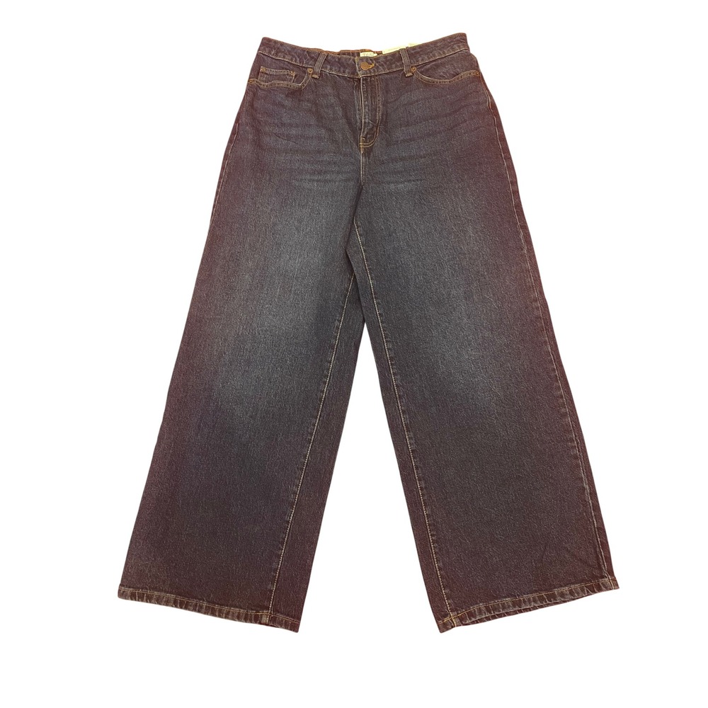 Time and Tru Womens High Rise Wide Leg Jeans Dark Wash Blue Denim Size 14 NWT